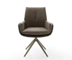 DrehstuhlClea-Flex Mikrofaser Taupe Vintage Kreuzgestell breit Effektfinish Titan 360° drehbar Wippfunktion Sofort versandfertig