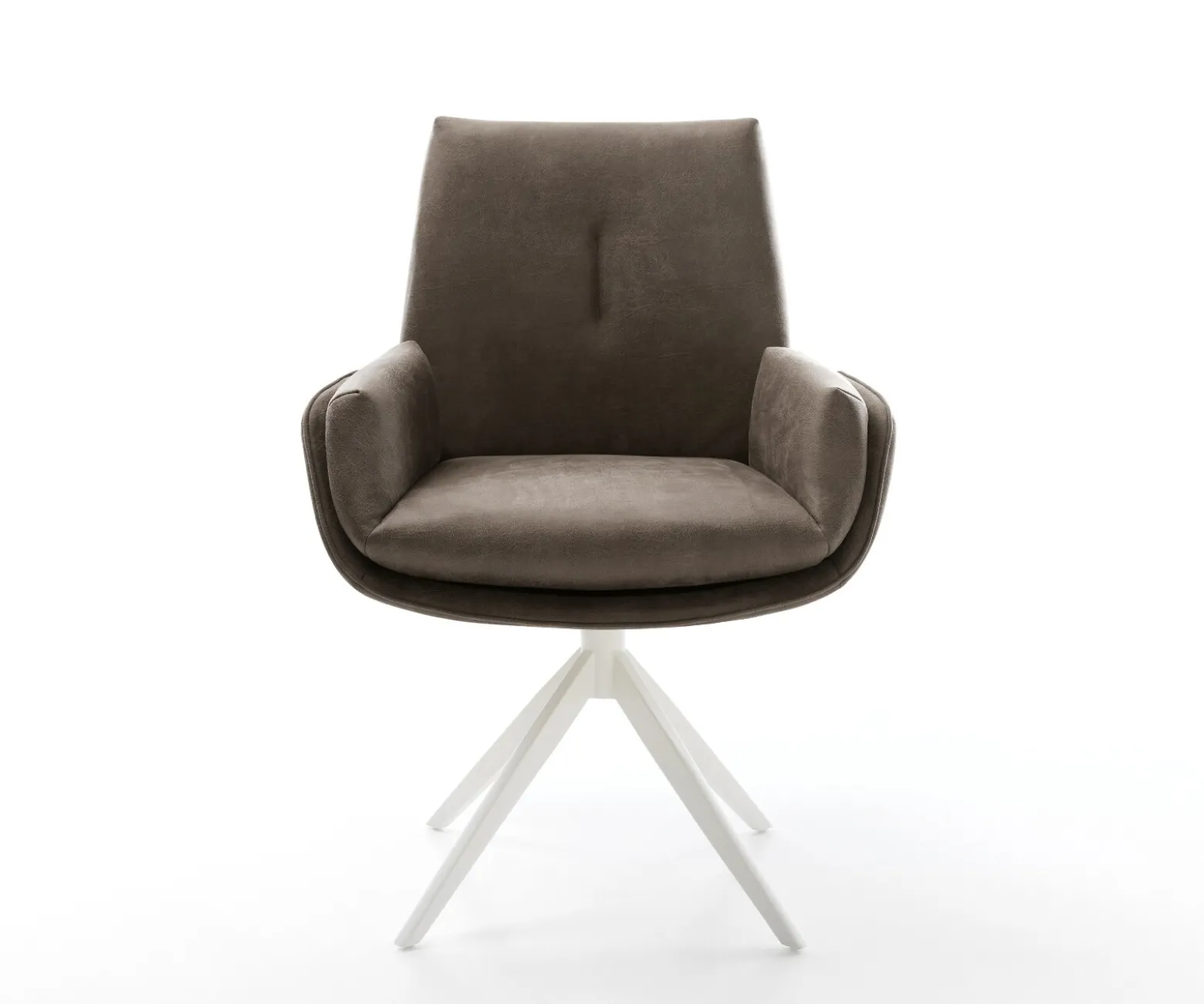 DrehstuhlClea-Flex Mikrofaser Taupe Vintage Kreuzgestell breit Weiß 360° drehbar Wippfunktion Sofort versandfertig