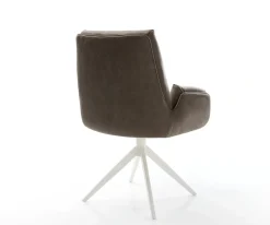 DrehstuhlClea-Flex Mikrofaser Taupe Vintage Kreuzgestell breit Weiß 360° drehbar Wippfunktion Sofort versandfertig