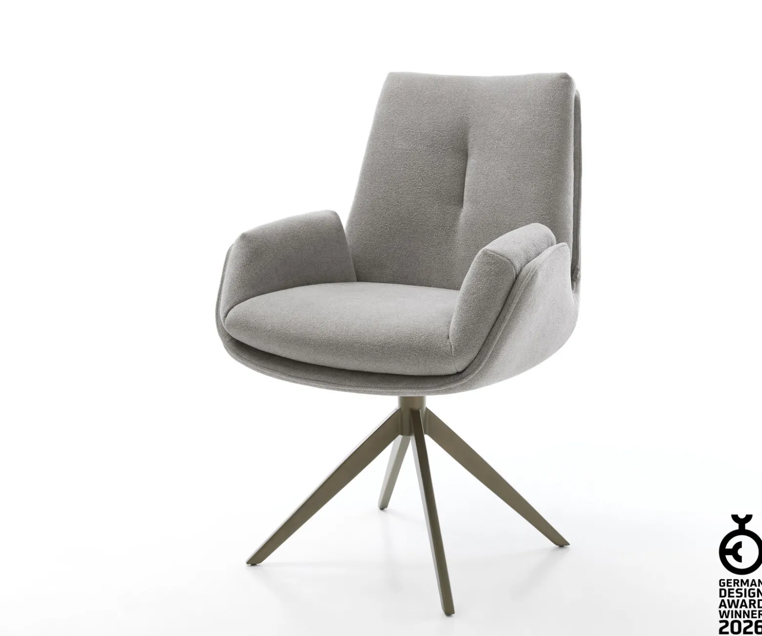 DrehstuhlClea-Flex Strukturstoff Soft Grau Kreuzgestell breit Effektfinish Titan 360° drehbar Wippfunktion Sofort versandfertig