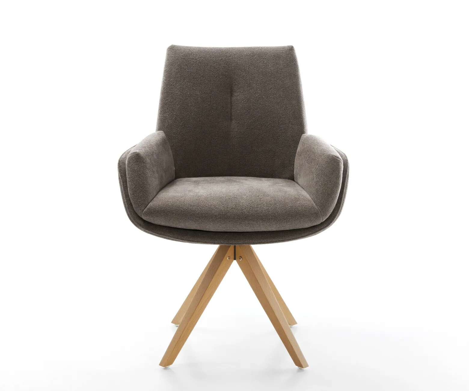 DrehstuhlClea-Flex Strukturstoff Soft Taupe Holzgestell kantig Natur 360° drehbar Versandfertig ca. 28.10.26