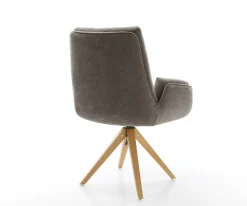 DrehstuhlClea-Flex Strukturstoff Soft Taupe Holzgestell kantig Natur 360° drehbar Versandfertig ca. 28.10.26