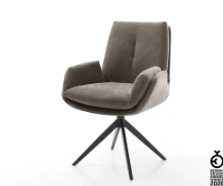 DrehstuhlClea-Flex Strukturstoff Soft Taupe Kreuzgestell breit Schwarz 360° drehbar Wippfunktion Sofort versandfertig