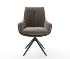 DrehstuhlClea-Flex Strukturstoff Soft Taupe Kreuzgestell breit Schwarz 360° drehbar Wippfunktion Sofort versandfertig
