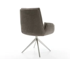 DrehstuhlClea-Flex Strukturstoff Soft Taupe Kreuzgestell breit Edelstahl 360° drehbar Wippfunktion Sofort versandfertig