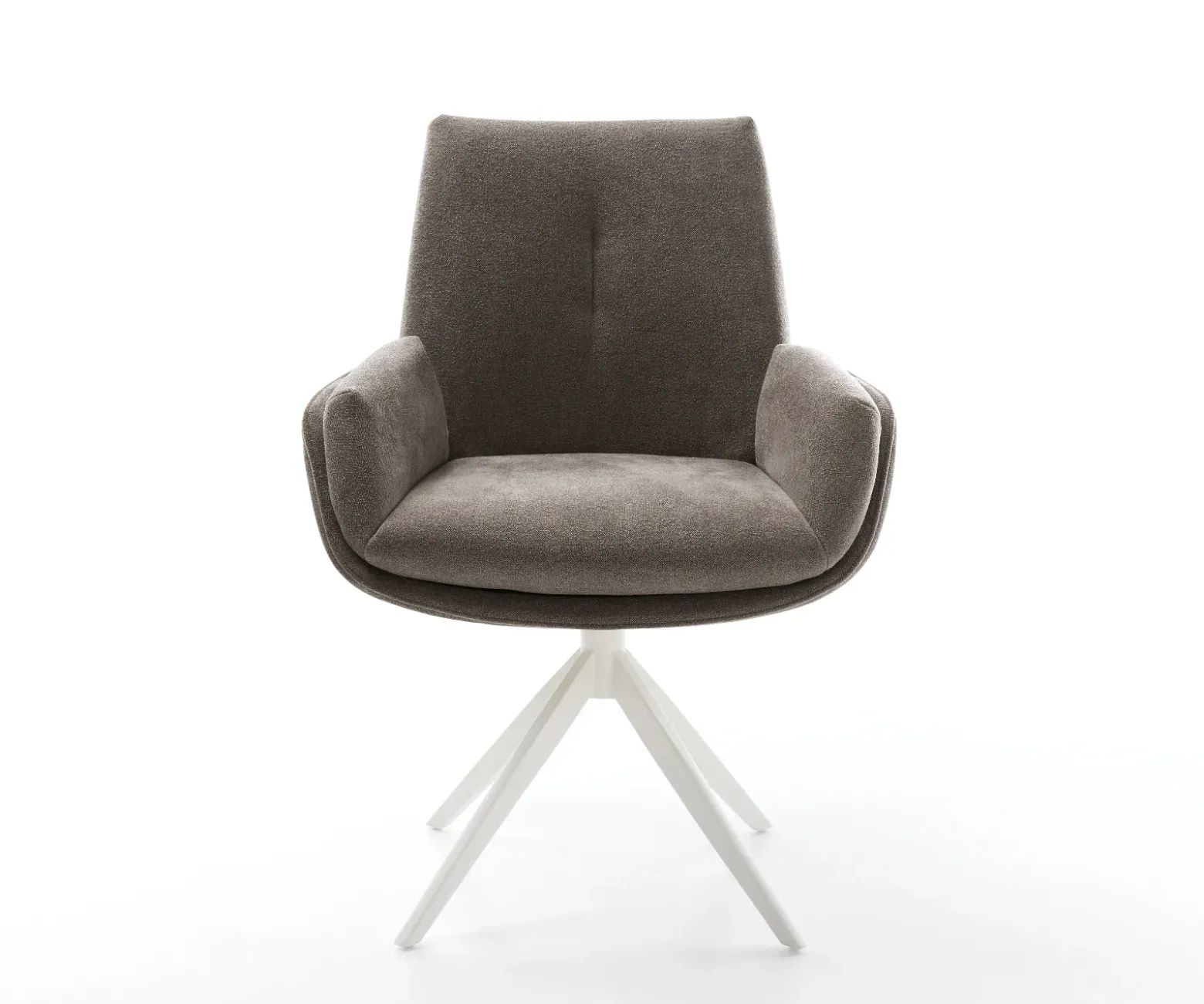 DrehstuhlClea-Flex Strukturstoff Soft Taupe Kreuzgestell breit Weiß 360° drehbar Wippfunktion Sofort versandfertig