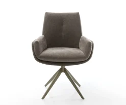 DrehstuhlClea-Flex Strukturstoff Soft Taupe Kreuzgestell breit Effektfinish Titan 360° drehbar Wippfunktion Sofort versandfertig