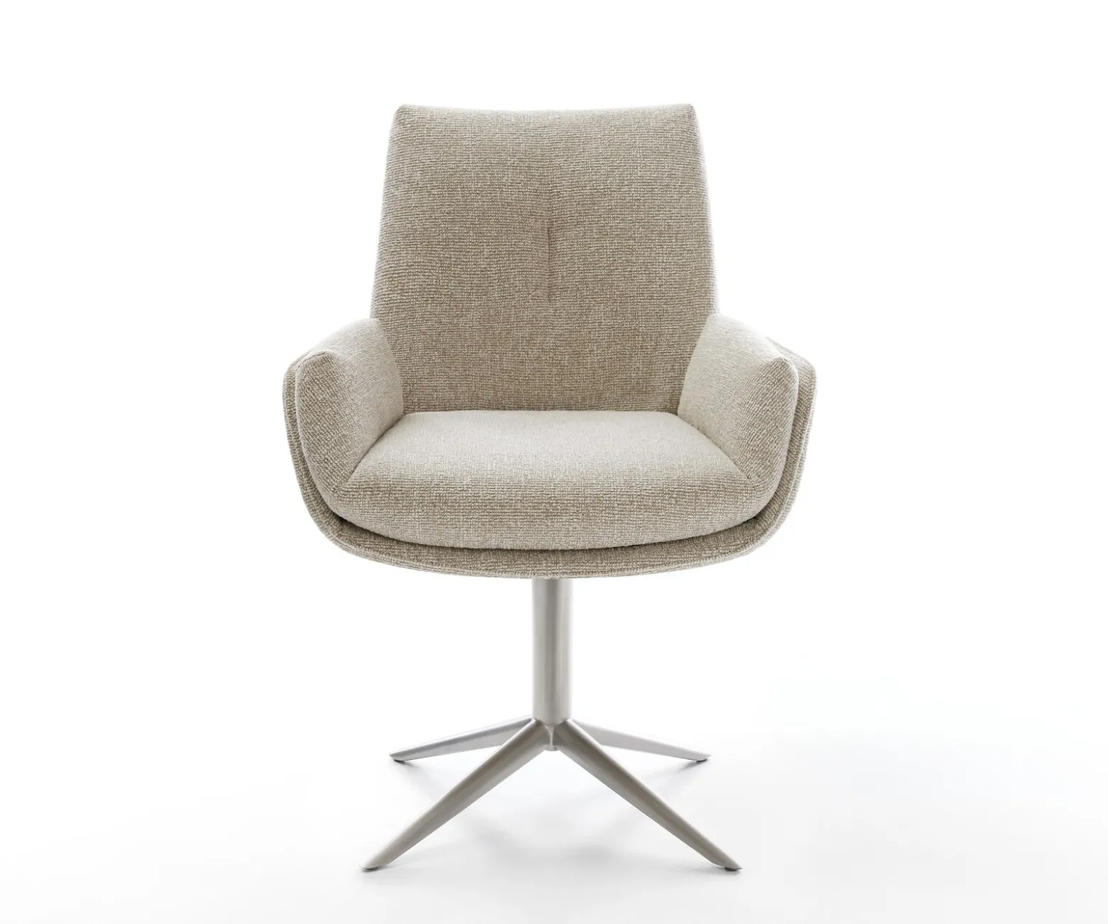 DrehstuhlClea-Flex Webstoff Soft Beige Fußkreuz Edelstahl 360° drehbar Wippfunktion Sofort versandfertig