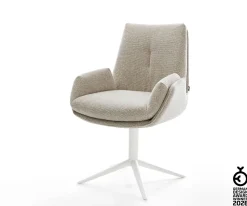 DrehstuhlClea-Flex Webstoff Soft Beige Fußkreuz Weiß 360° drehbar Wippfunktion Sofort versandfertig