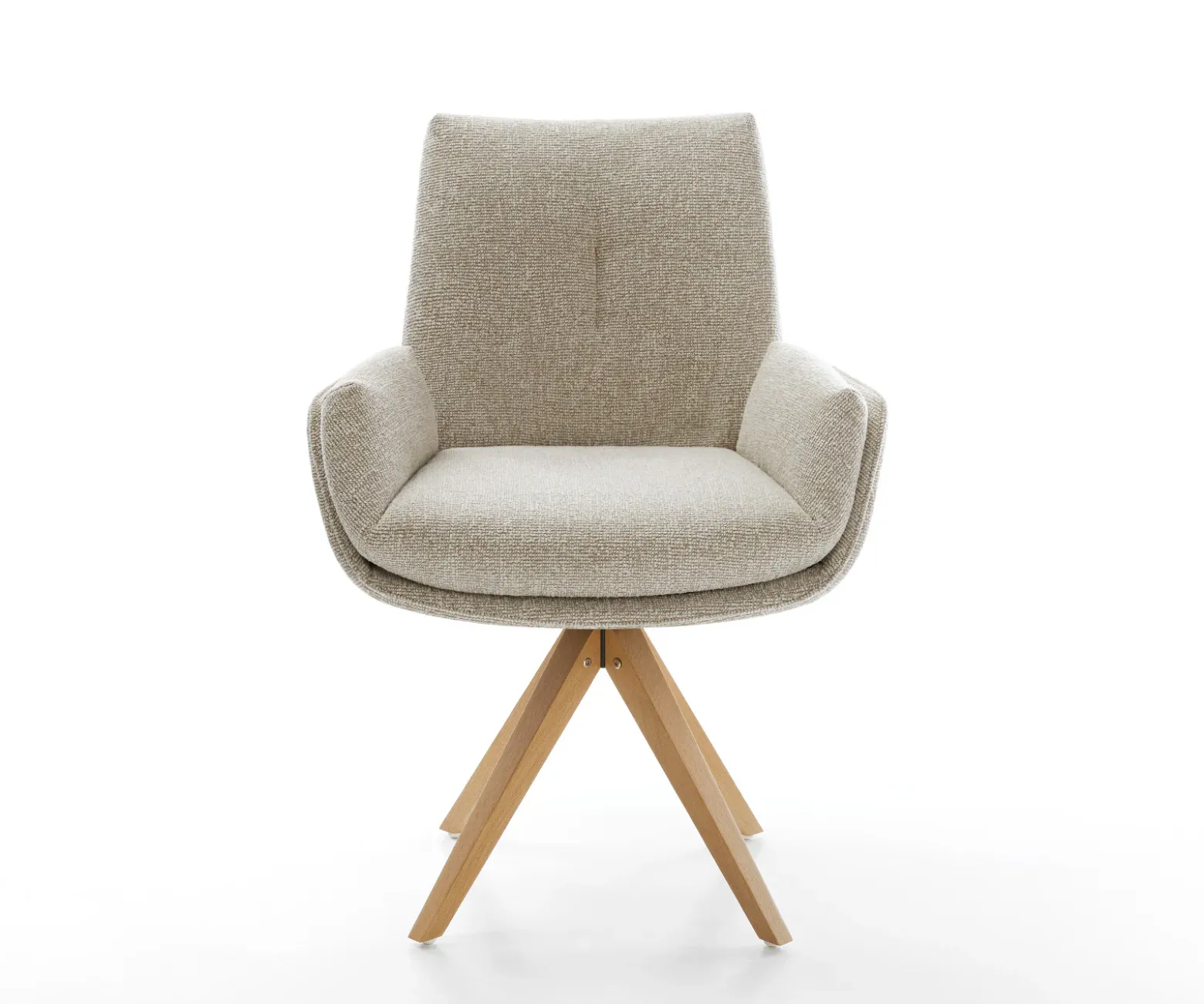 DrehstuhlClea-Flex Webstoff Soft Beige Holzgestell kantig Natur 360° drehbar Versandfertig ca. 28.10.26