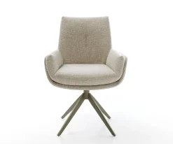 DrehstuhlClea-Flex Webstoff Soft Beige Kreuzgestell breit Effektfinish Titan 360° drehbar Wippfunktion Sofort versandfertig