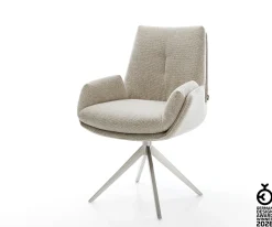 DrehstuhlClea-Flex Webstoff Soft Beige Kreuzgestell breit Edelstahl 360° drehbar Wippfunktion Sofort versandfertig