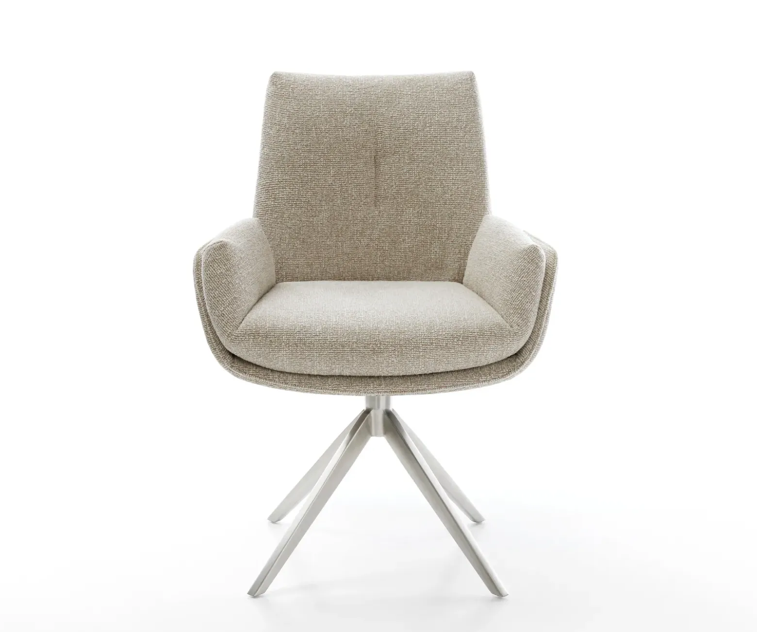 DrehstuhlClea-Flex Webstoff Soft Beige Kreuzgestell breit Edelstahl 360° drehbar Wippfunktion Sofort versandfertig