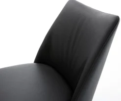 DrehstuhlElso-Flex Echt-Leder Schwarz Kreuzgestell breit Schwarz 360° drehbar Wippfunktion Taschenfederkern Sofort versandfertig