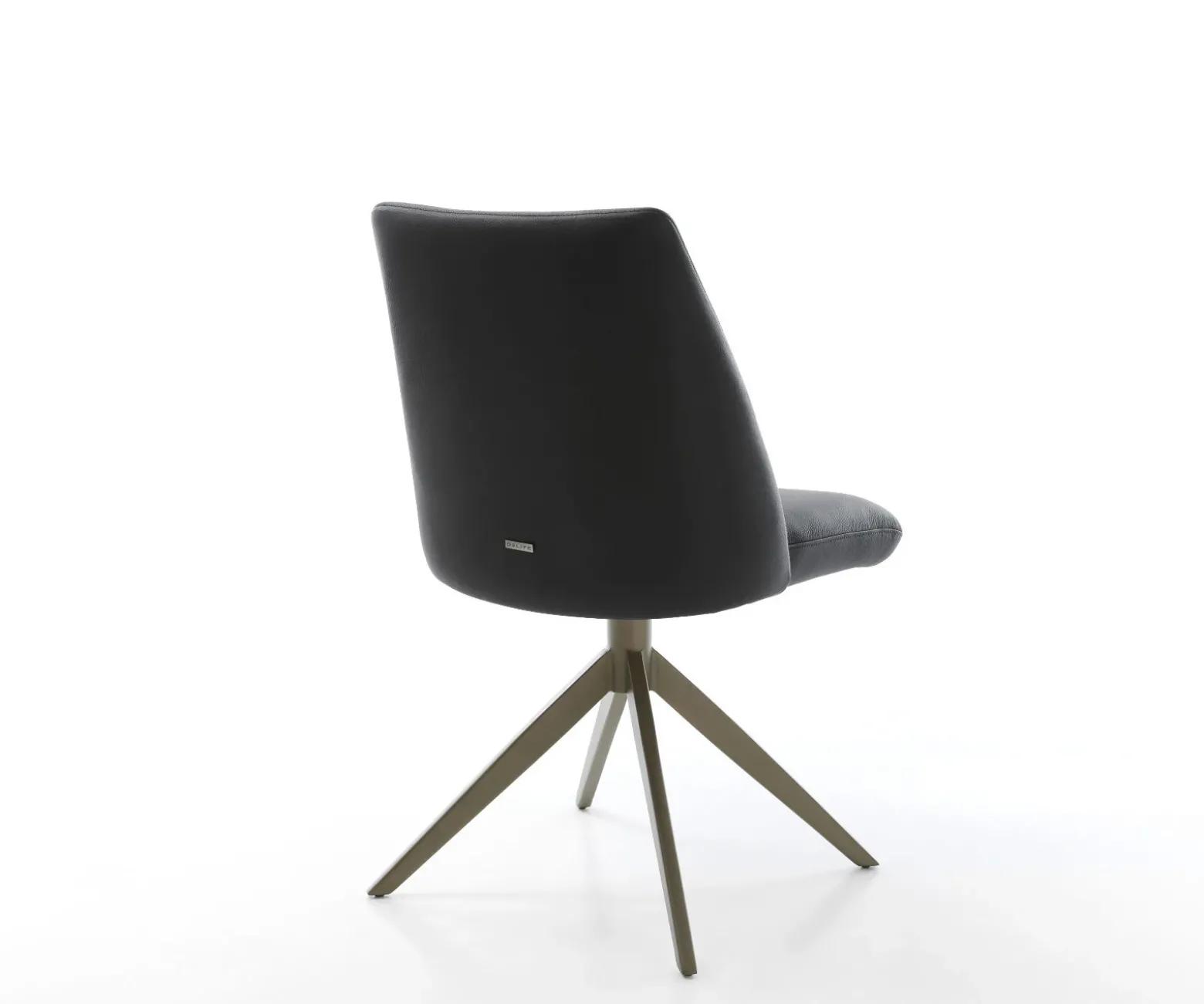 DrehstuhlElso-Flex Echt-Leder Schwarz Kreuzgestell breit Effektfinish Titan 360° drehbar Wippfunktion Taschenfederkern Sofort versandfertig