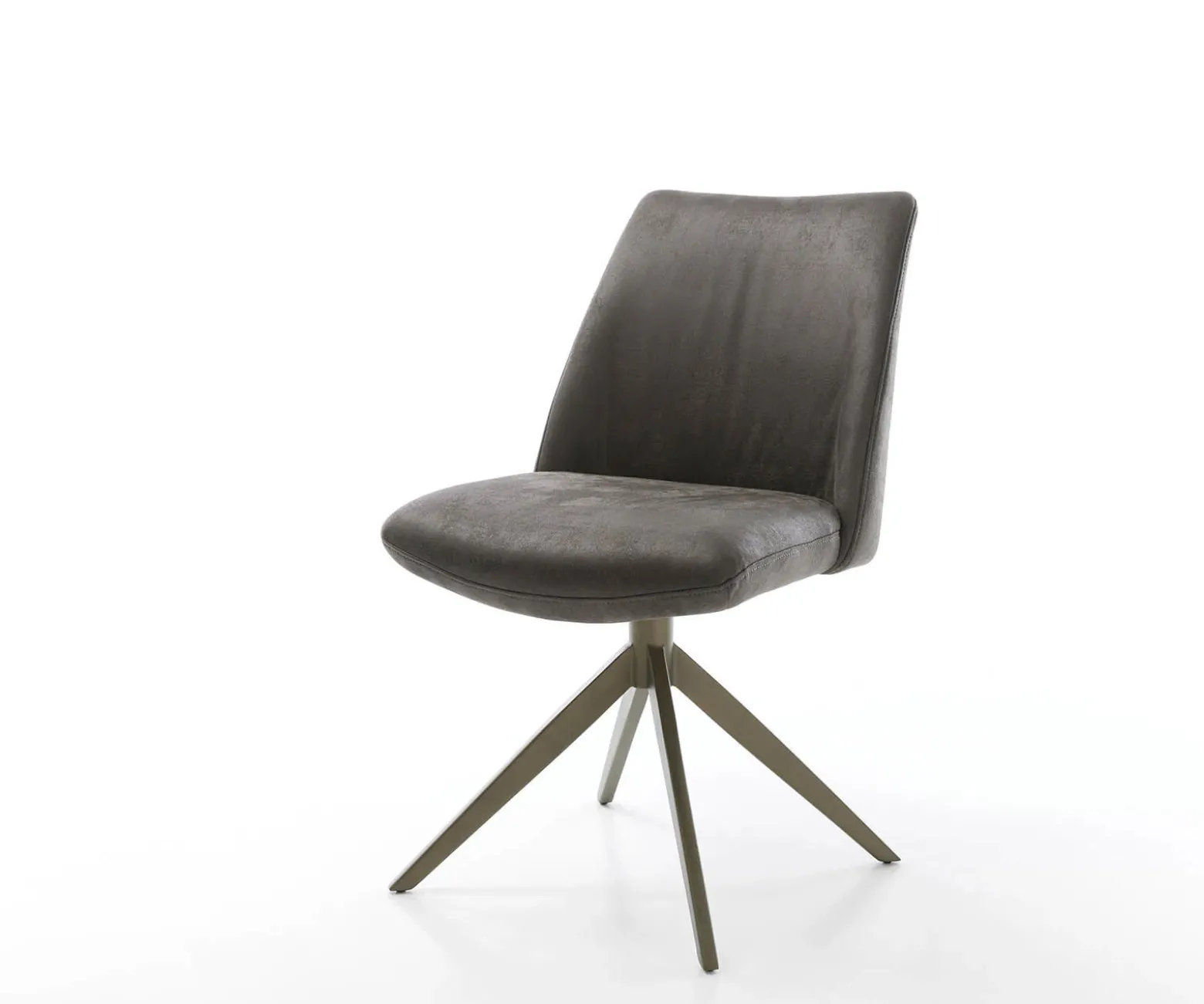 DrehstuhlElso-Flex Mikrofaser Anthrazit Vintage Kreuzgestell breit Effektfinish Titan 360° drehbar Taschenfederkern Sofort versandfertig
