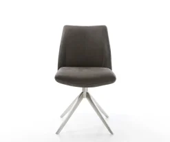 DrehstuhlElso-Flex Mikrofaser Anthrazit Vintage Kreuzgestell breit Edelstahl 360° drehbar Wippfunktion Taschenfederkern Sofort versandfertig
