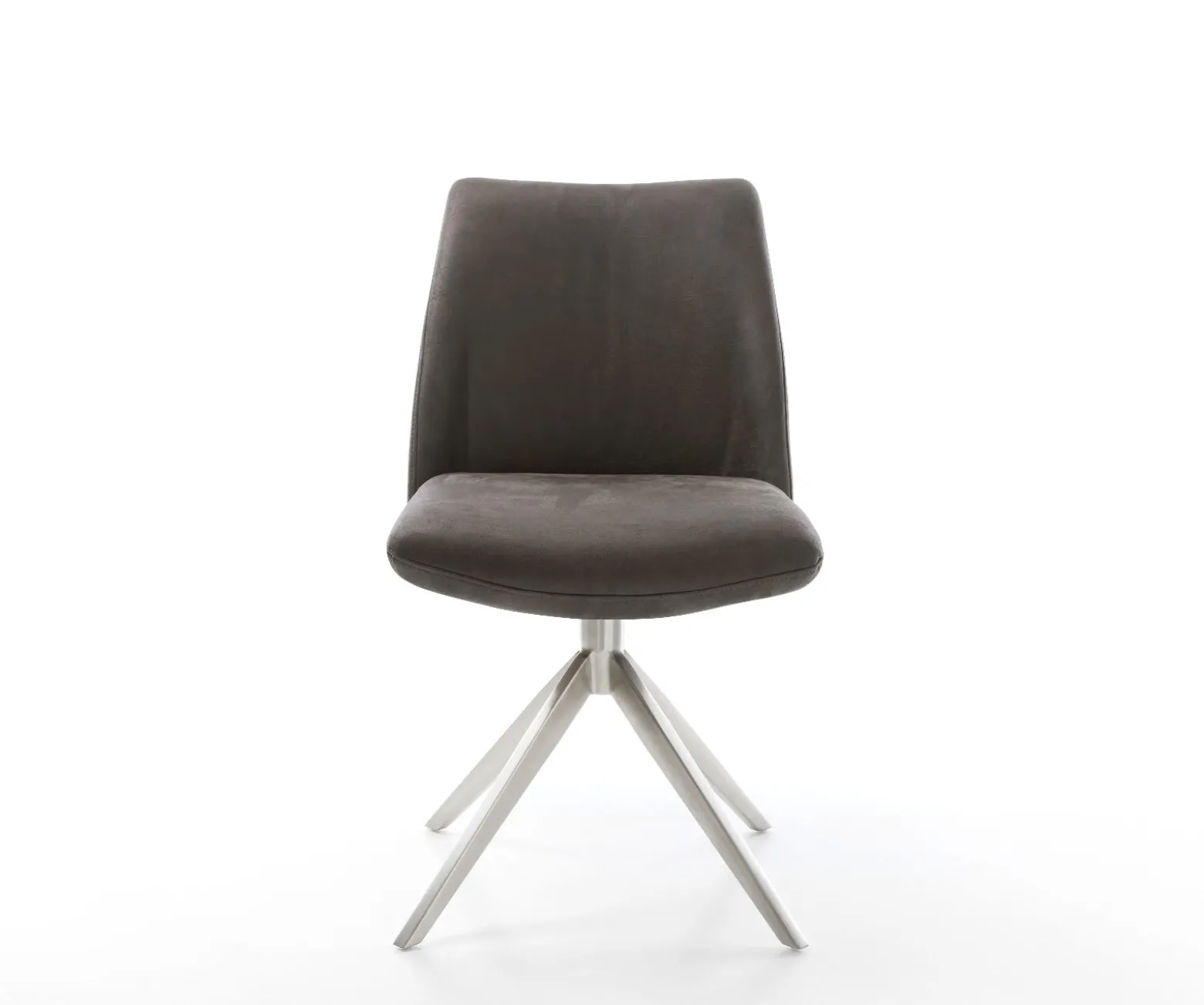 DrehstuhlElso-Flex Mikrofaser Anthrazit Vintage Kreuzgestell breit Edelstahl 360° drehbar Wippfunktion Taschenfederkern Sofort versandfertig