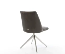 DrehstuhlElso-Flex Mikrofaser Anthrazit Vintage Kreuzgestell breit Edelstahl 360° drehbar Wippfunktion Taschenfederkern Sofort versandfertig