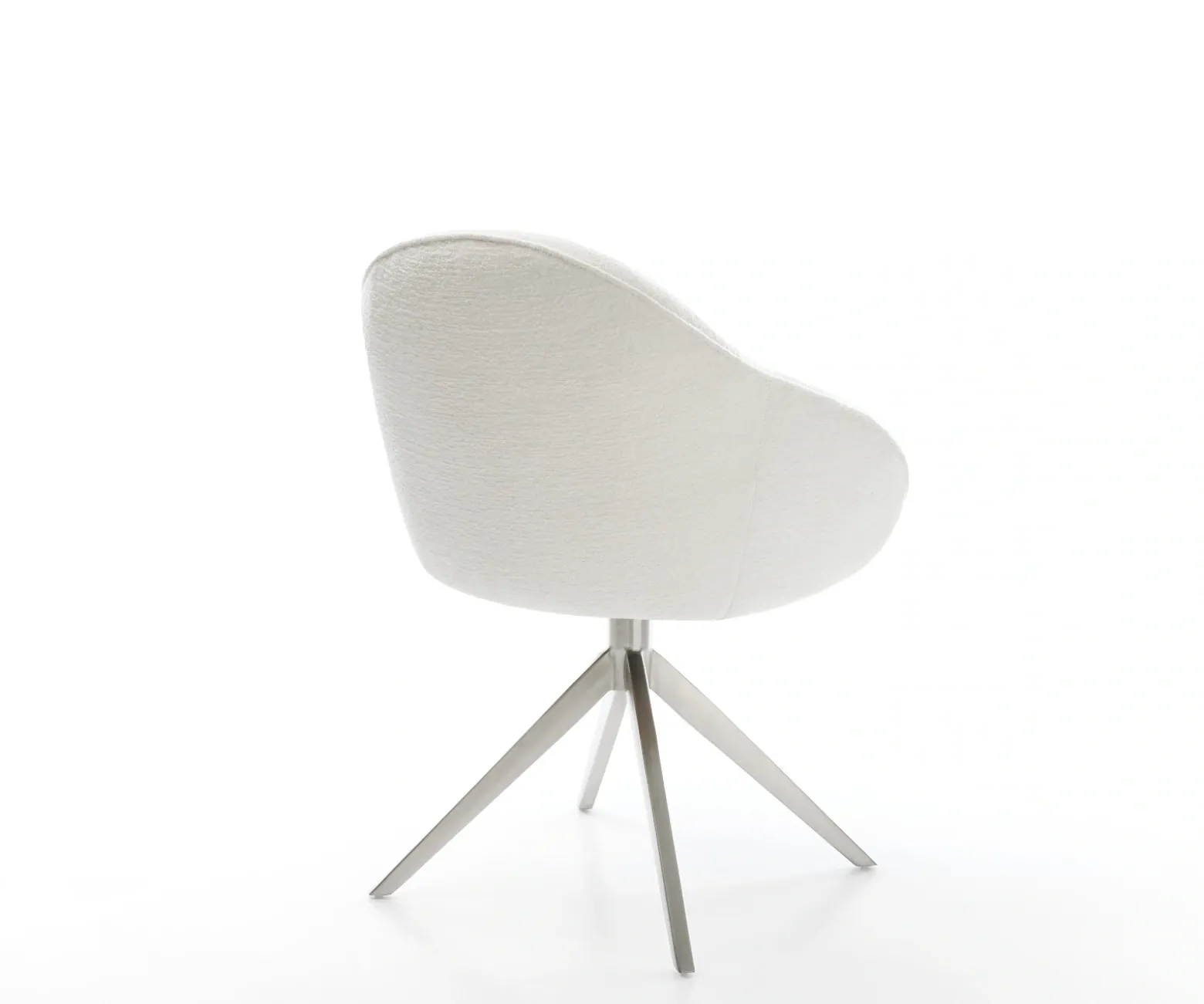 DrehstuhlGaio-Flex Bouclé Soft Beige Kreuzgestell breit Edelstahl 360° drehbar Wippfunktion Sofort versandfertig
