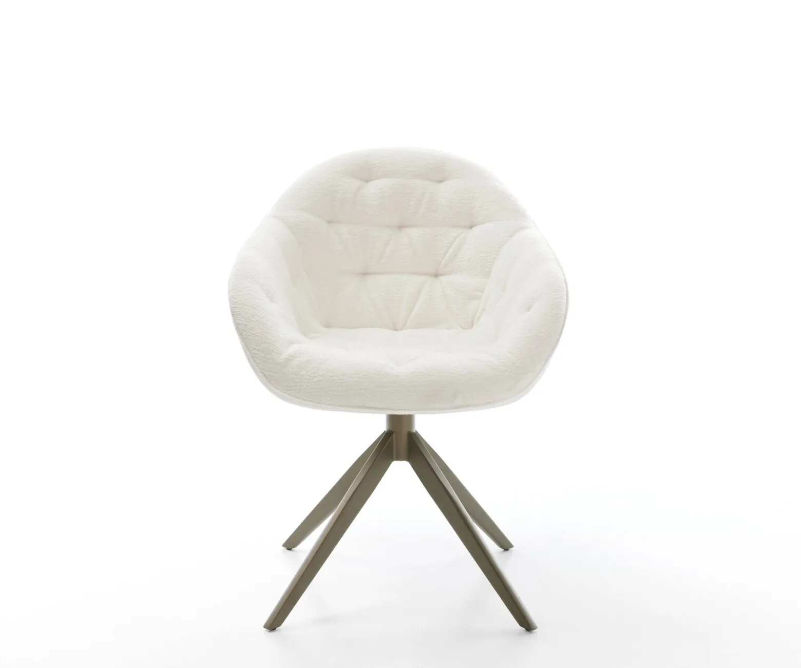 DrehstuhlGaio-Flex Bouclé Soft Beige Kreuzgestell breit Effektfinish Titan 360° drehbar Wippfunktion Sofort versandfertig