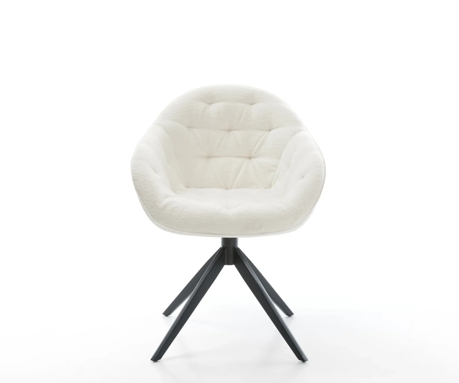 DrehstuhlGaio-Flex Bouclé Soft Beige Kreuzgestell breit Schwarz 360° drehbar Wippfunktion Sofort versandfertig