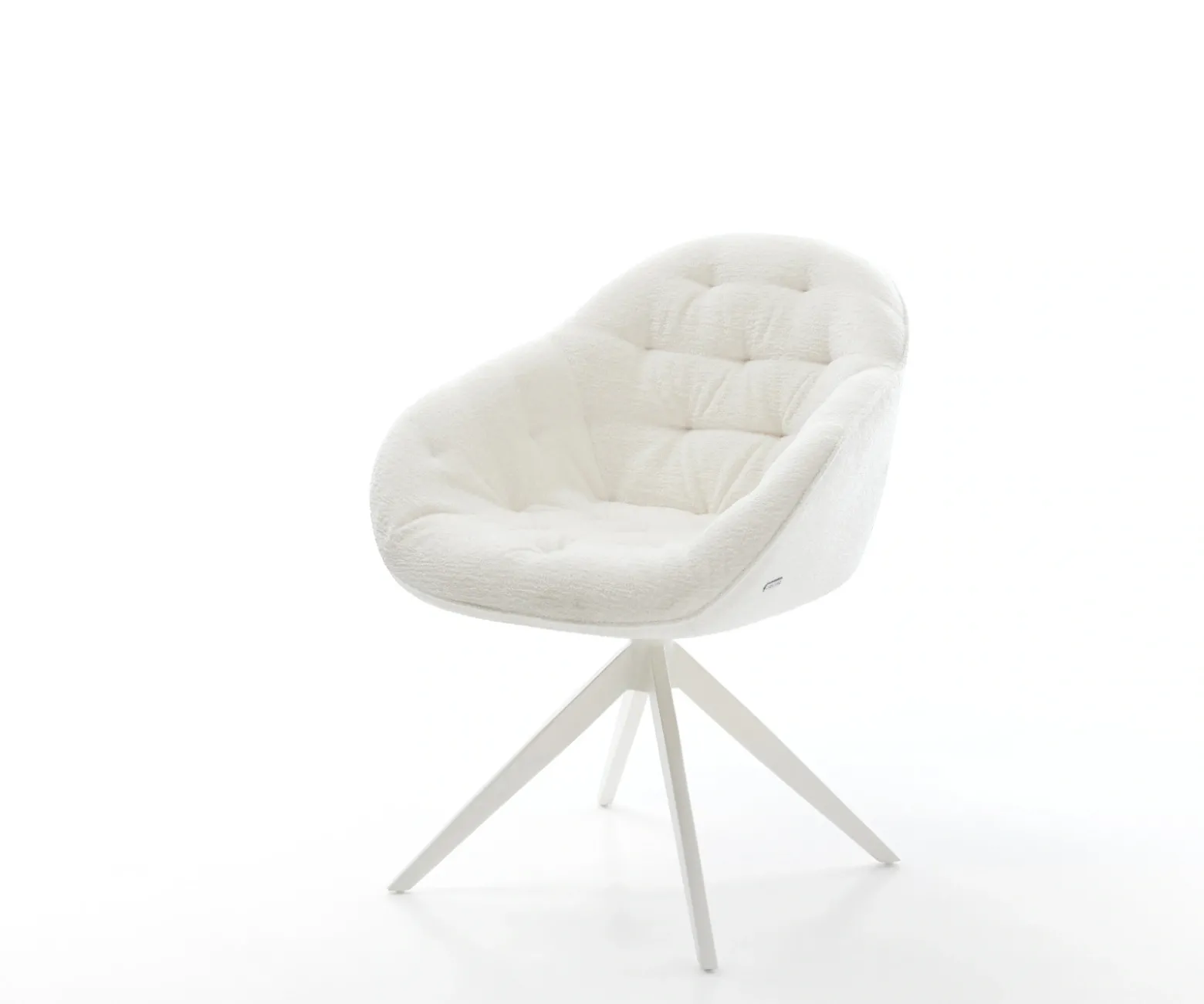 DrehstuhlGaio-Flex Bouclé Soft Beige Kreuzgestell breit Weiß 360° drehbar Wippfunktion Sofort versandfertig