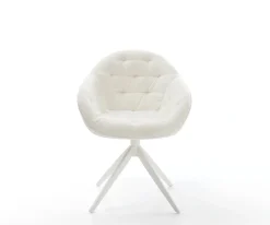 DrehstuhlGaio-Flex Bouclé Soft Beige Kreuzgestell breit Weiß 360° drehbar Wippfunktion Sofort versandfertig