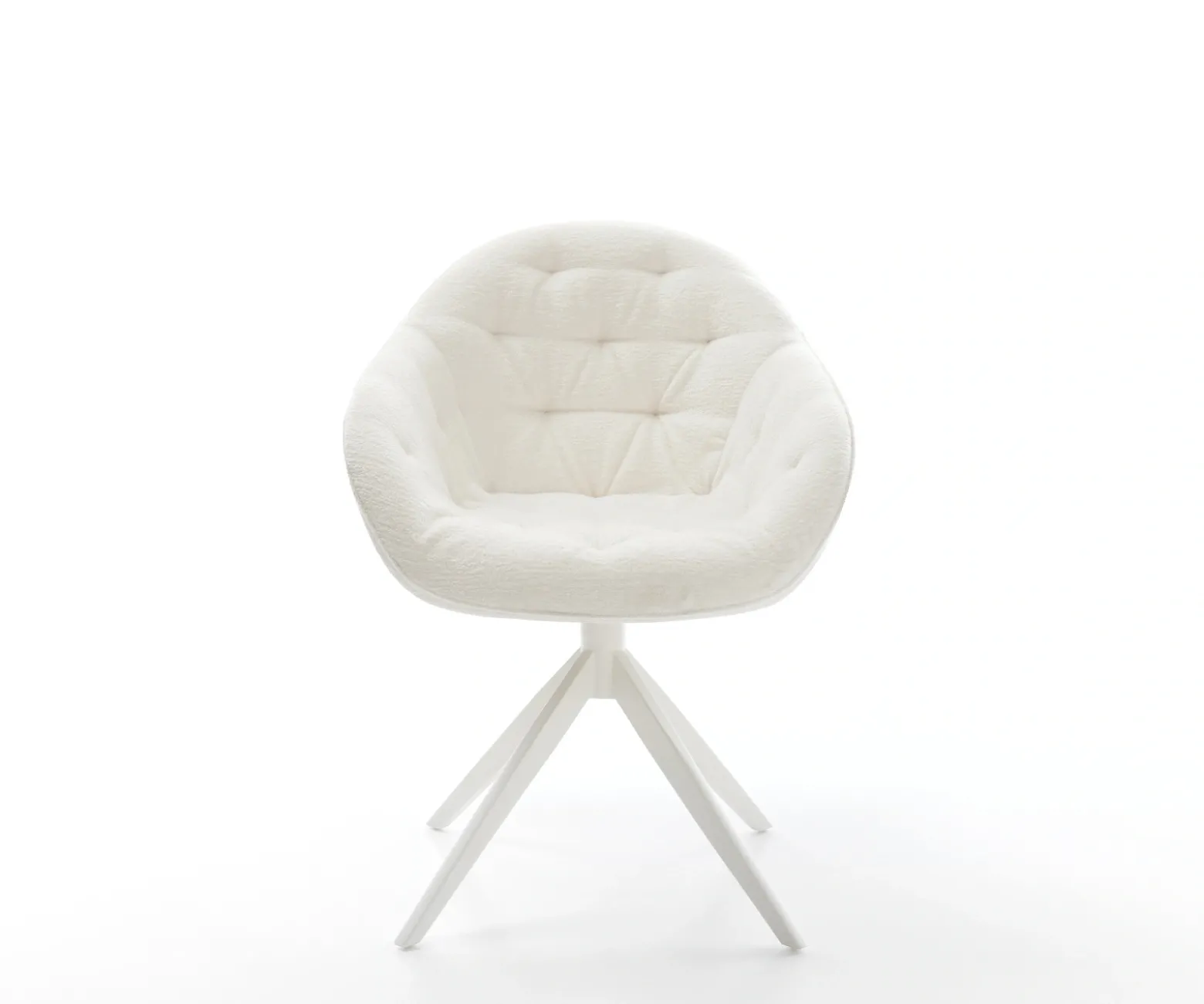 DrehstuhlGaio-Flex Bouclé Soft Beige Kreuzgestell breit Weiß 360° drehbar Wippfunktion Sofort versandfertig