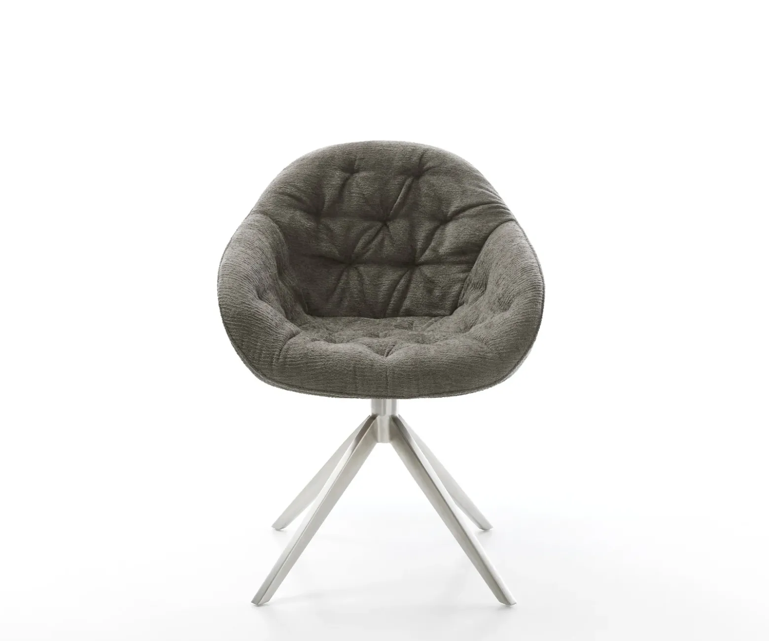 DrehstuhlGaio-Flex Bouclé Soft Schlamm Kreuzgestell breit Edelstahl 360° drehbar Wippfunktion Sofort versandfertig