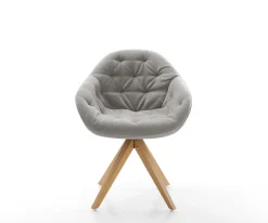 DrehstuhlGaio-Flex Strukturstoff Soft Grau Holzgestell kantig Natur 360° drehbar Versandfertig ca. 28.10.26