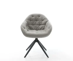 DrehstuhlGaio-Flex Strukturstoff Soft Grau Kreuzgestell breit Schwarz 360° drehbar Wippfunktion Sofort versandfertig