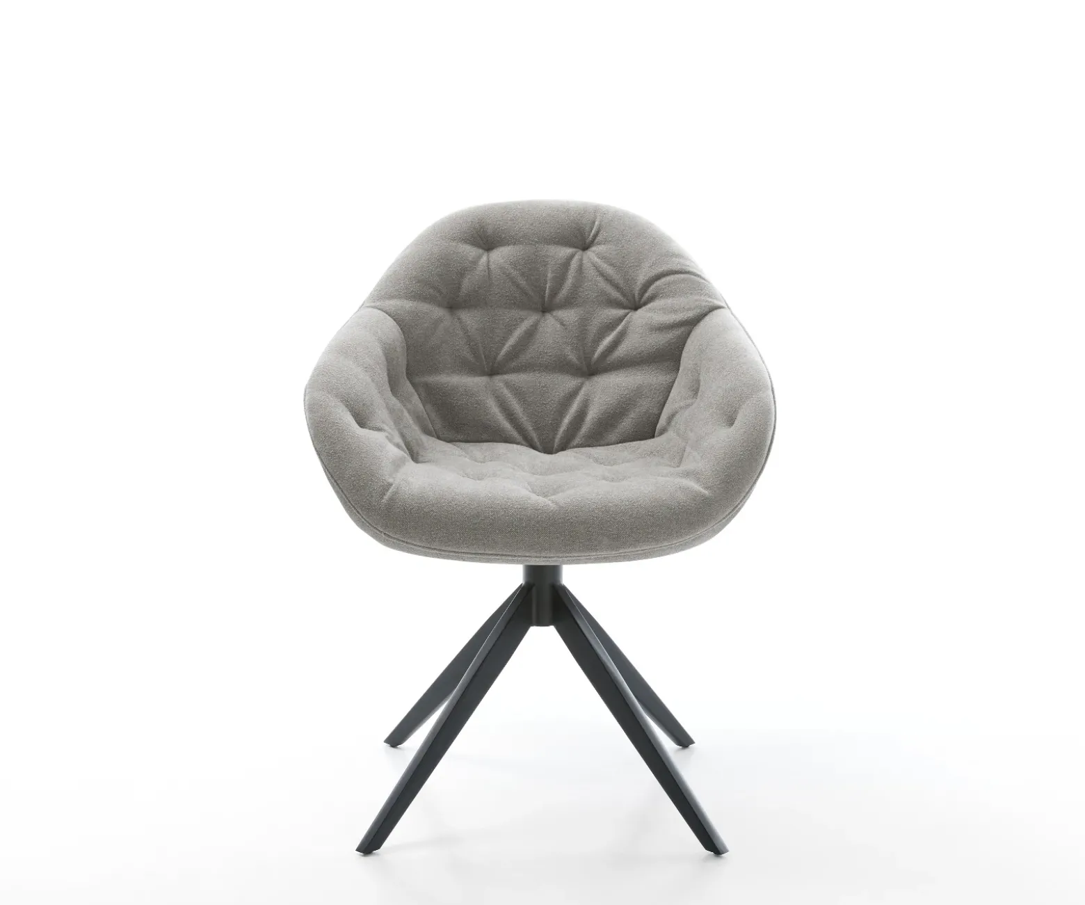DrehstuhlGaio-Flex Strukturstoff Soft Grau Kreuzgestell breit Schwarz 360° drehbar Wippfunktion Sofort versandfertig