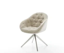DrehstuhlGaio-Flex Webstoff Soft Beige Kreuzgestell breit Edelstahl 360° drehbar Wippfunktion Sofort versandfertig