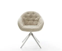 DrehstuhlGaio-Flex Webstoff Soft Beige Kreuzgestell breit Edelstahl 360° drehbar Wippfunktion Sofort versandfertig