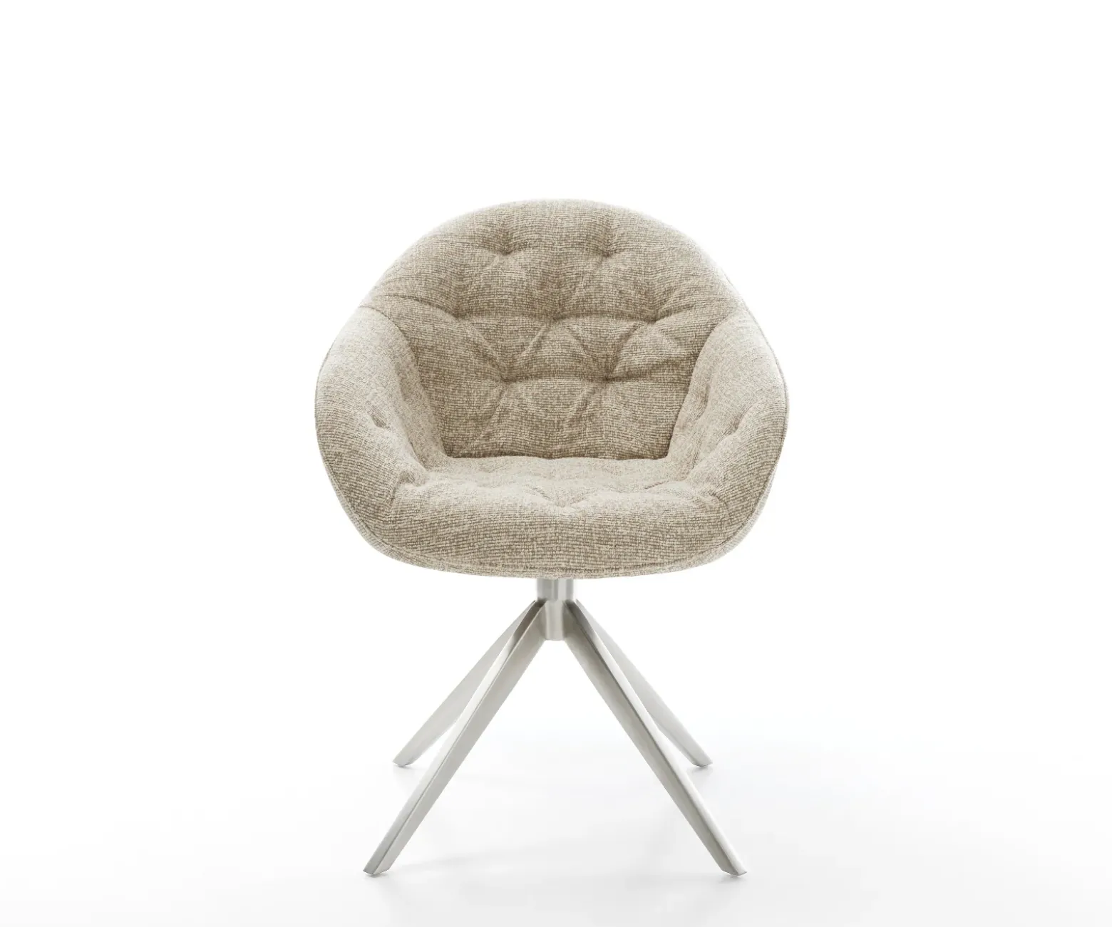 DrehstuhlGaio-Flex Webstoff Soft Beige Kreuzgestell breit Edelstahl 360° drehbar Wippfunktion Sofort versandfertig