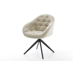 DrehstuhlGaio-Flex Webstoff Soft Beige Kreuzgestell breit Schwarz 360° drehbar Wippfunktion Sofort versandfertig