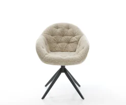 DrehstuhlGaio-Flex Webstoff Soft Beige Kreuzgestell breit Schwarz 360° drehbar Wippfunktion Sofort versandfertig