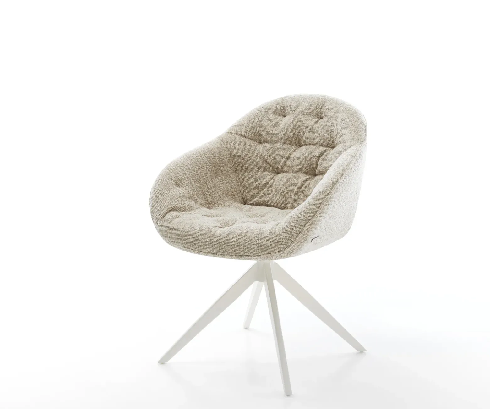 DrehstuhlGaio-Flex Webstoff Soft Beige Kreuzgestell breit Weiß 360° drehbar Wippfunktion Sofort versandfertig