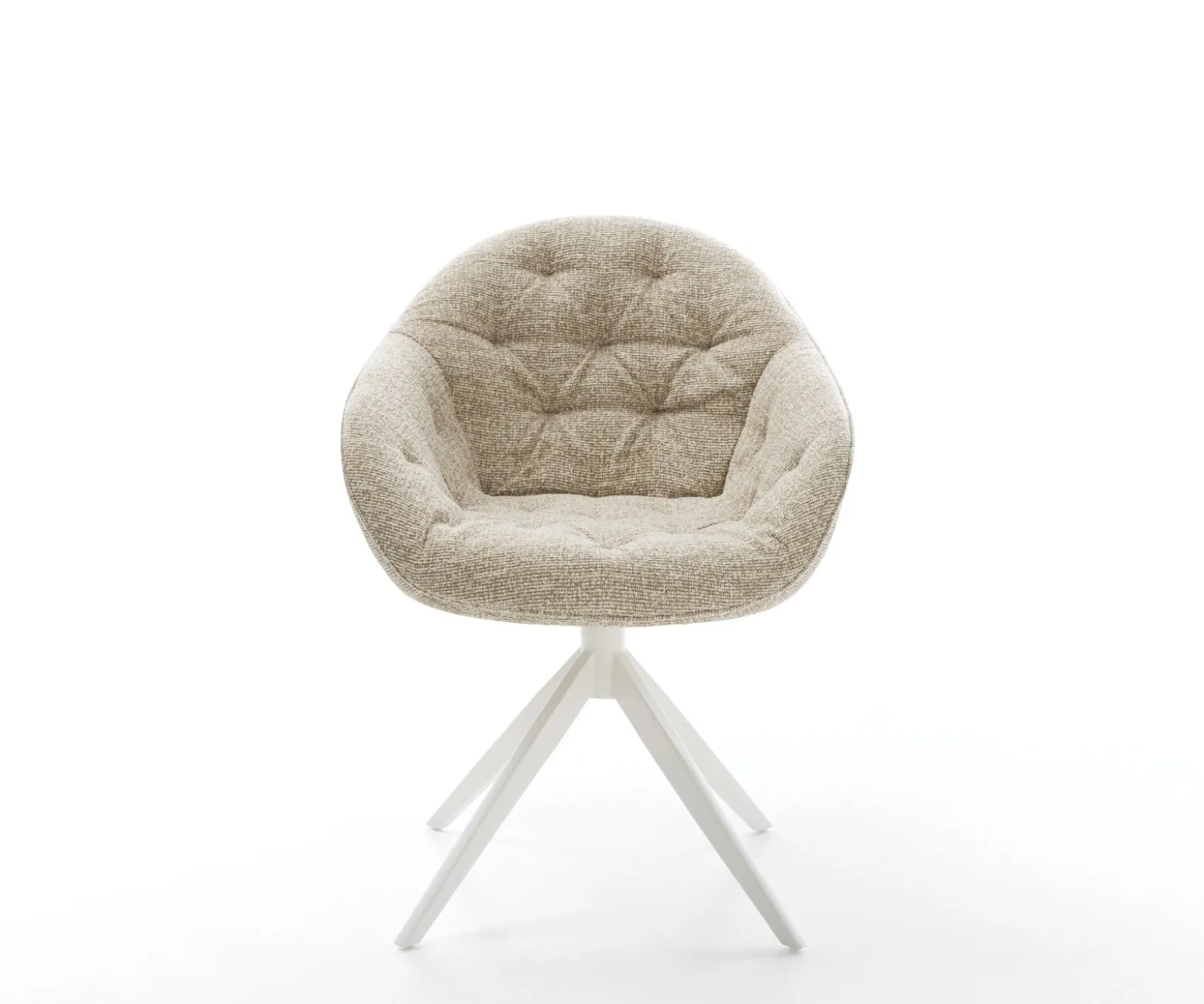 DrehstuhlGaio-Flex Webstoff Soft Beige Kreuzgestell breit Weiß 360° drehbar Wippfunktion Sofort versandfertig
