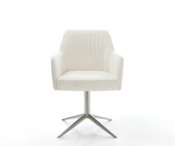 DrehstuhlGreg-Flex Bouclé Soft Beige Fußkreuz Edelstahl 360° drehbar Wippfunktion Taschenfederkern Sofort versandfertig