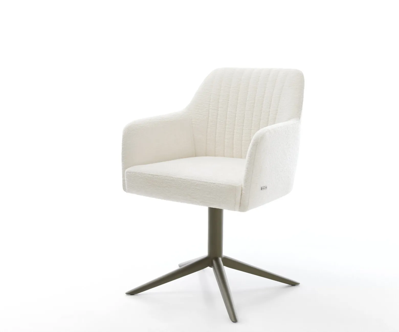 DrehstuhlGreg-Flex Bouclé Soft Beige Fußkreuz Effektfinish Titan 360° drehbar Wippfunktion Taschenfederkern Sofort versandfertig