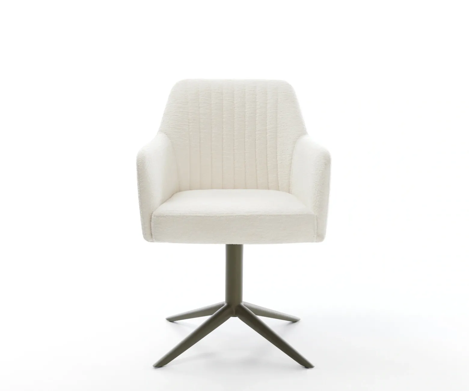 DrehstuhlGreg-Flex Bouclé Soft Beige Fußkreuz Effektfinish Titan 360° drehbar Wippfunktion Taschenfederkern Sofort versandfertig