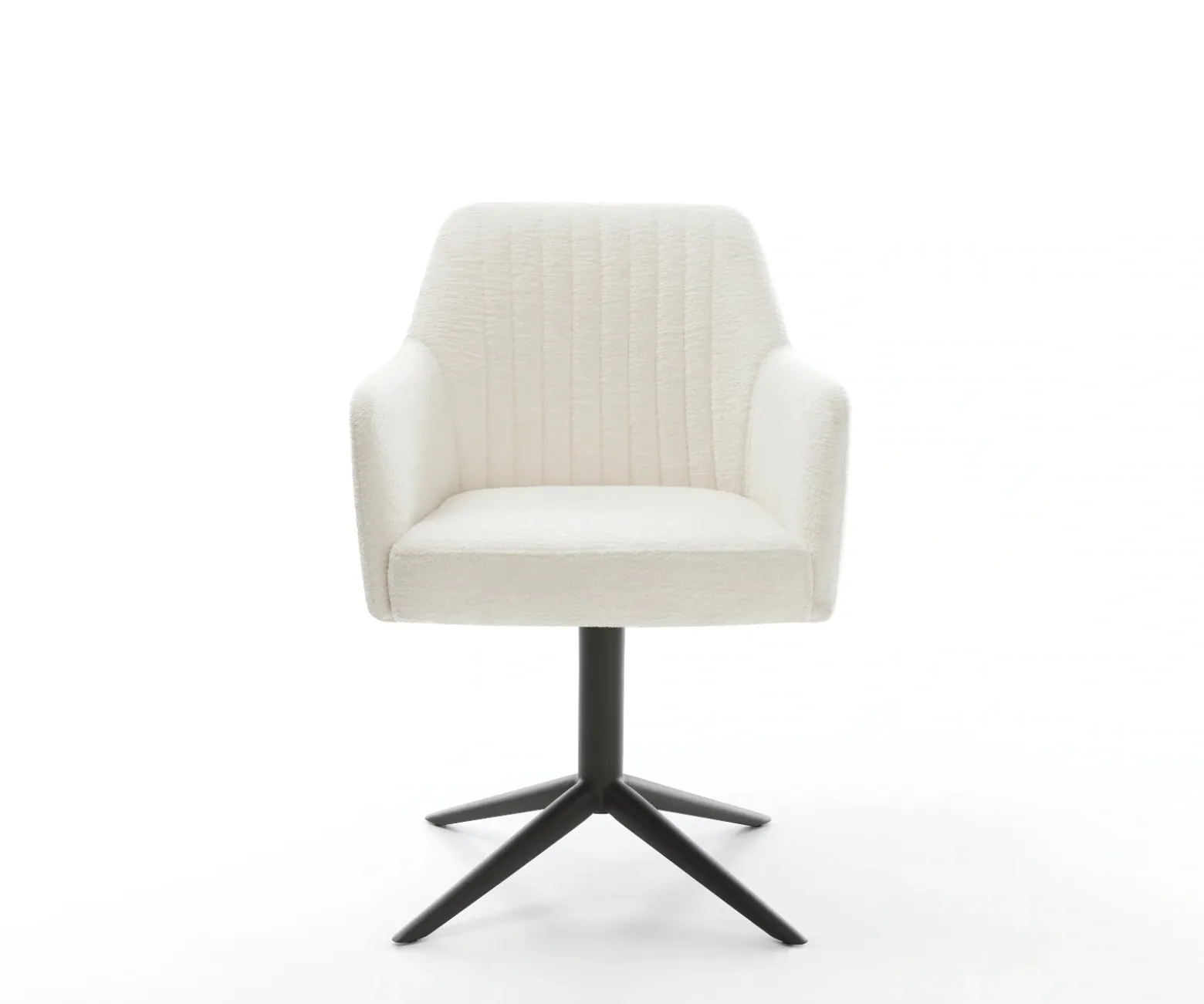 DrehstuhlGreg-Flex Bouclé Soft Beige Fußkreuz Schwarz 360° drehbar Wippfunktion Taschenfederkern Sofort versandfertig