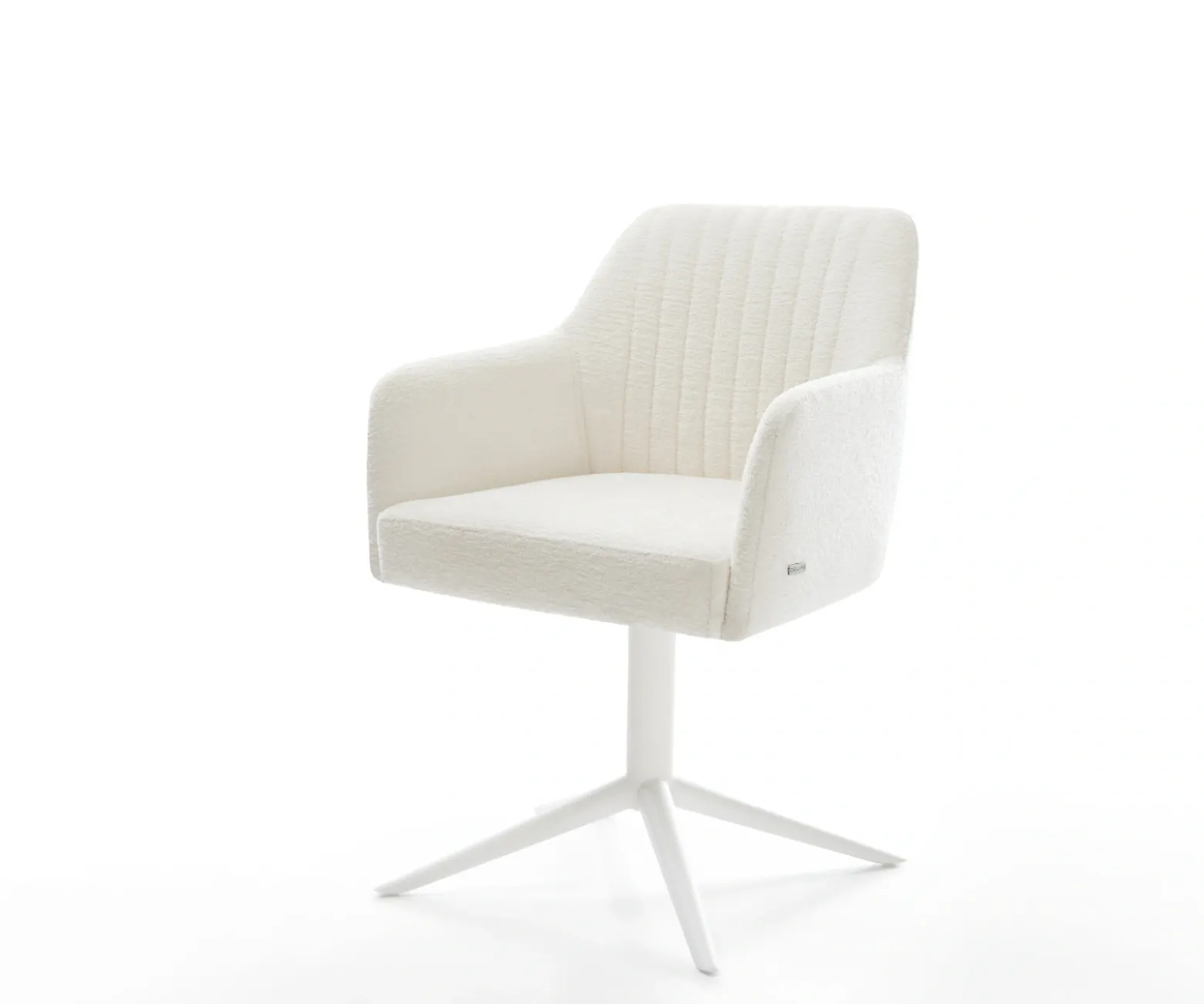 DrehstuhlGreg-Flex Bouclé Soft Beige Fußkreuz Weiß 360° drehbar Wippfunktion Taschenfederkern Sofort versandfertig