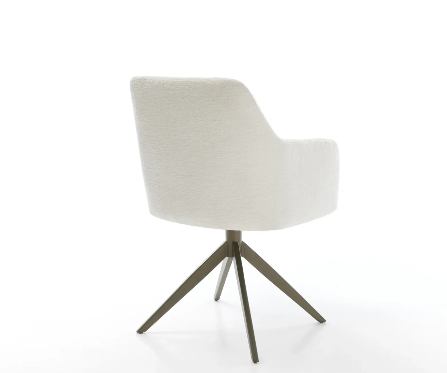 DrehstuhlGreg-Flex Bouclé Soft Beige Kreuzgestell breit Effektfinish Titan 360° drehbar Wippfunktion Taschenfederkern Sofort versandfertig