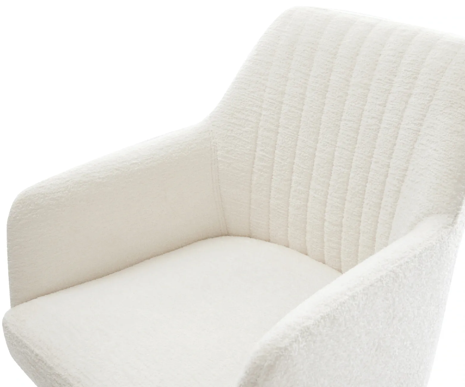 DrehstuhlGreg-Flex Bouclé Soft Beige Kreuzgestell breit Graphit 360° drehbar Wippfunktion Taschenfederkern Sofort versandfertig