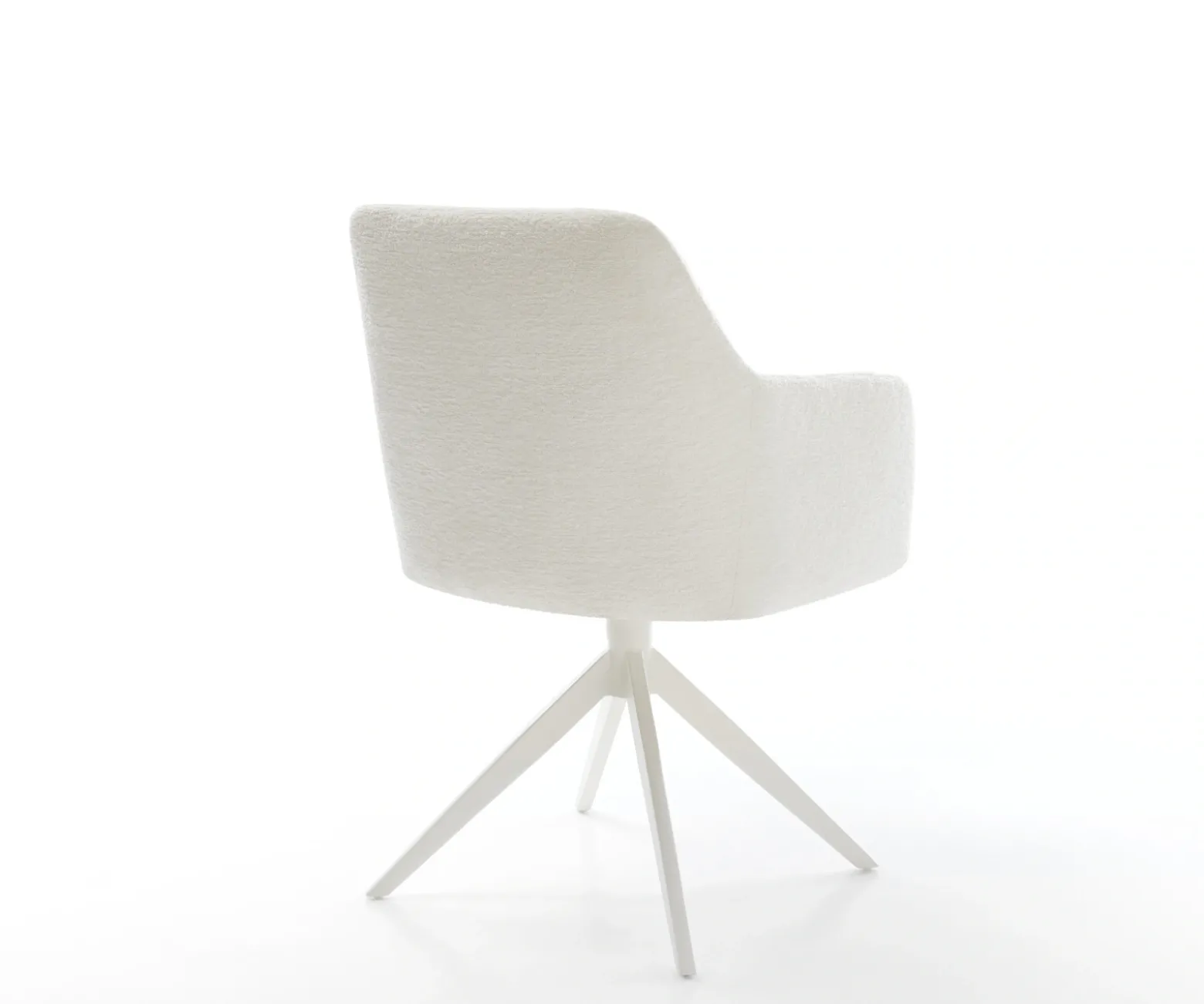 DrehstuhlGreg-Flex Bouclé Soft Beige Kreuzgestell breit Weiß 360° drehbar Wippfunktion Taschenfederkern Sofort versandfertig