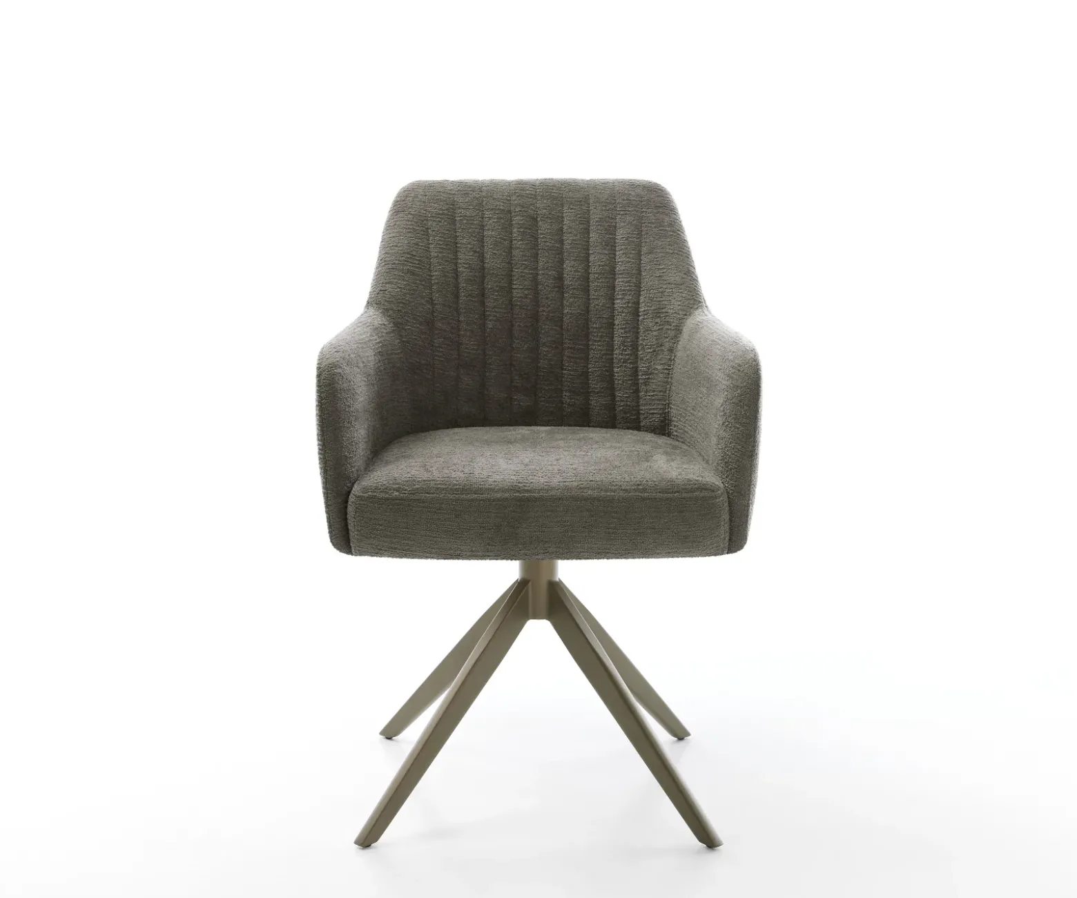 DrehstuhlGreg-Flex Bouclé Soft Schlamm Kreuzgestell breit Effektfinish Titan 360° drehbar Wippfunktion Taschenfederkern Sofort versandfertig