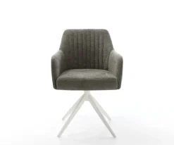 DrehstuhlGreg-Flex Bouclé Soft Schlamm Kreuzgestell breit Weiß 360° drehbar Wippfunktion Taschenfederkern Sofort versandfertig